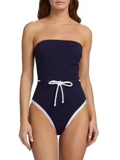 Milly Women's Solid Belted One-Piece Swimsuit - Navy - Size Large | Thumbnail 3 Milly Women's Solid Belted One-Piece Swimsuit - Navy - Size Large | Thumbnail 3