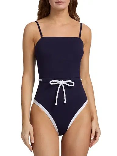 Milly Women's Solid Belted One-Piece Swimsuit - Navy - Size Large | Thumbnail 5 Milly Women's Solid Belted One-Piece Swimsuit - Navy - Size Large | Thumbnail 5