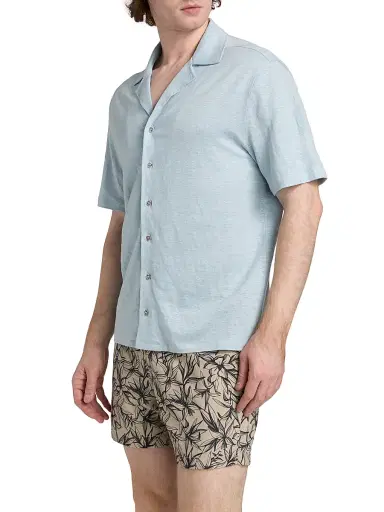 Saks Fifth Avenue Men's COLLECTION Linen Short-Sleeve Shirt - Light Blue - Size XXL | Thumbnail 4 Saks Fifth Avenue Men's COLLECTION Linen Short-Sleeve Shirt - Light Blue - Size XXL | Thumbnail 4