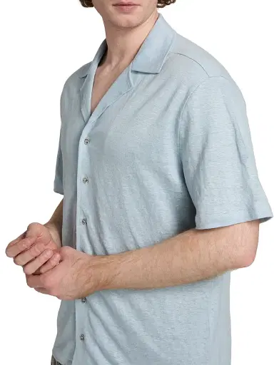 Saks Fifth Avenue Men's COLLECTION Linen Short-Sleeve Shirt - Light Blue - Size XXL | Thumbnail 6 Saks Fifth Avenue Men's COLLECTION Linen Short-Sleeve Shirt - Light Blue - Size XXL | Thumbnail 6