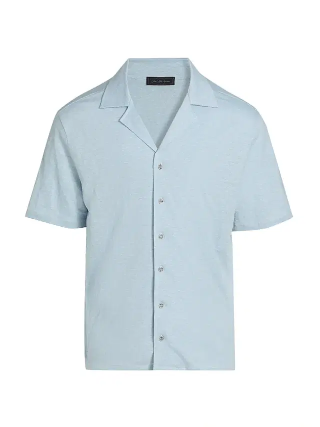 Men's COLLECTION Linen Short-Sleeve Shirt - Light Blue