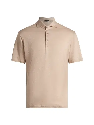 Saks Fifth Avenue Men's COLLECTION Linen Polo Shirt - Beige - Size XXL | Thumbnail 1 Saks Fifth Avenue Men's COLLECTION Linen Polo Shirt - Beige - Size XXL | Thumbnail 1