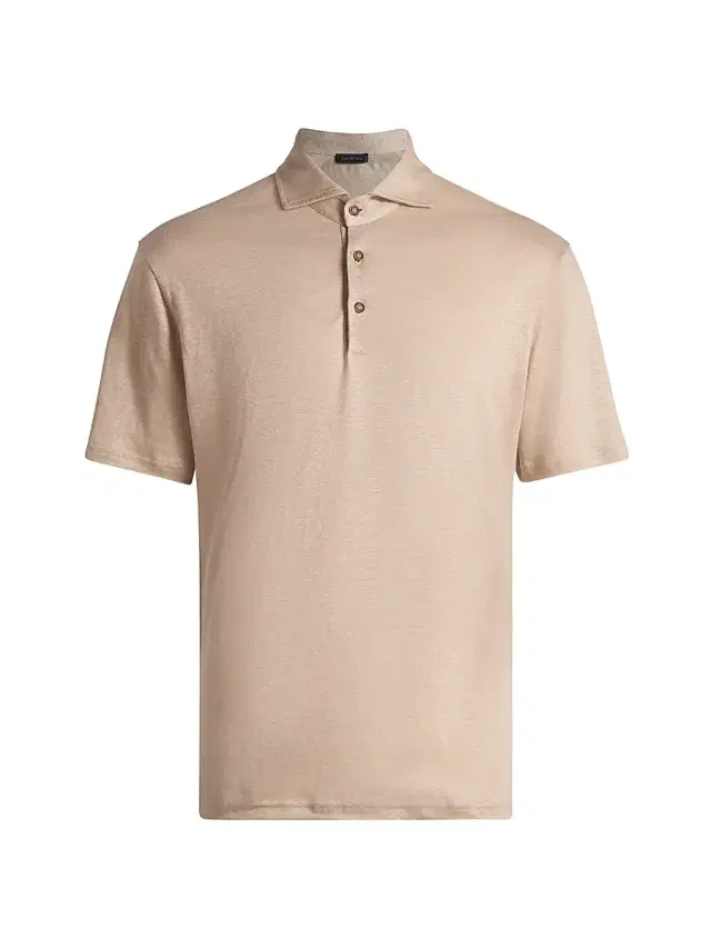 Men's COLLECTION Linen Polo Shirt - Beige