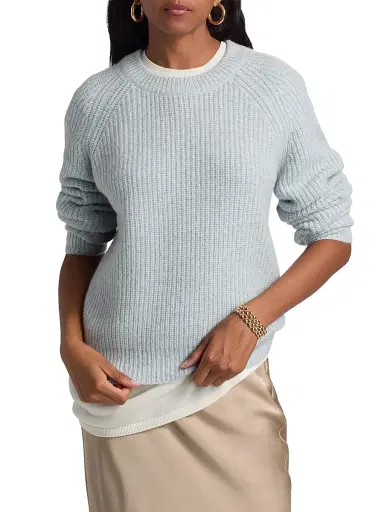 Lisa Yang Women's Miki D Rib-Knit Cashmere Sweater - Misty Blue | Thumbnail 3