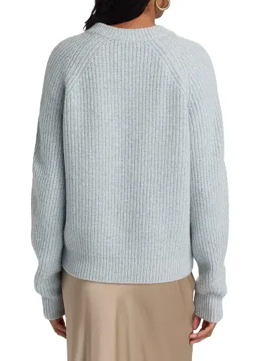 Lisa Yang Women's Miki D Rib-Knit Cashmere Sweater - Misty Blue | Thumbnail 5