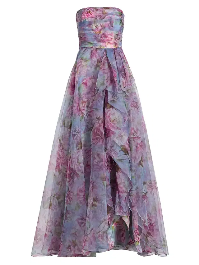 Theia Women's Fahreta Floral Strapless Gown - Glass Garden