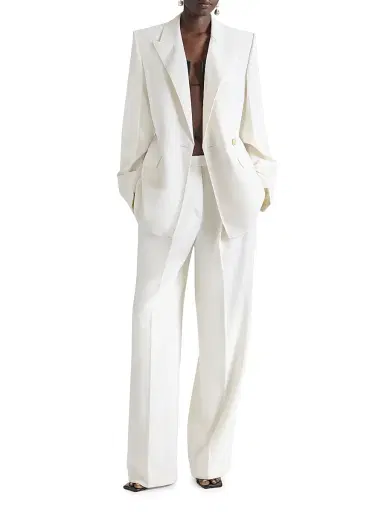 Givenchy Women's Double-Breasted Cocoon Blazer in Wool and Mohair - White - Size 6 | Thumbnail 2