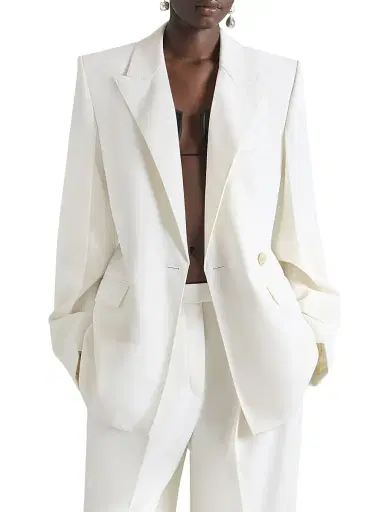 Givenchy Women's Double-Breasted Cocoon Blazer in Wool and Mohair - White - Size 6 | Thumbnail 3