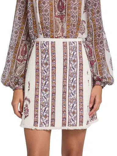 Giambattista Valli Women's Floral Bouclé A-Line Miniskirt - Ivory Multi - Size 00 | Thumbnail 3