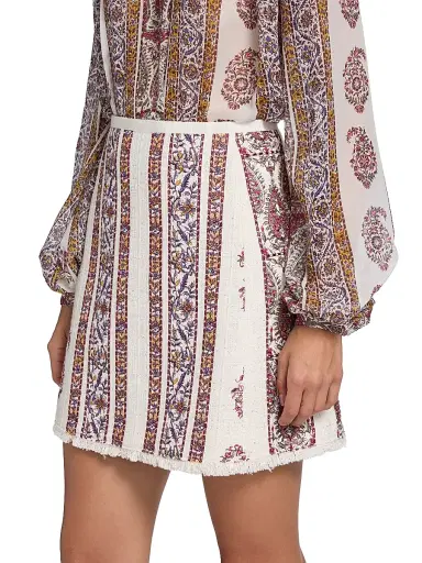 Giambattista Valli Women's Floral Bouclé A-Line Miniskirt - Ivory Multi - Size 00 | Thumbnail 4