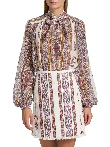Giambattista Valli Women's Paisley Silk Blouse - Ivory Multi - Size 12 | Thumbnail 3 Giambattista Valli Women's Paisley Silk Blouse - Ivory Multi - Size 12 | Thumbnail 3