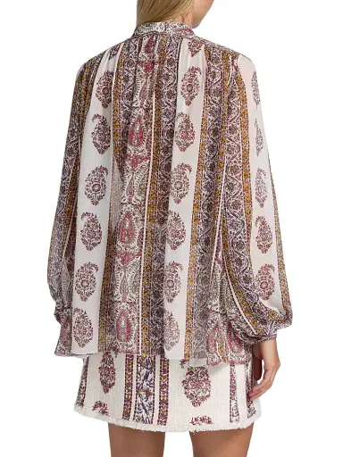 Giambattista Valli Women's Paisley Silk Blouse - Ivory Multi - Size 12 | Thumbnail 5 Giambattista Valli Women's Paisley Silk Blouse - Ivory Multi - Size 12 | Thumbnail 5