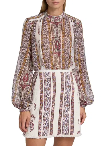 Giambattista Valli Women's Paisley Silk Blouse - Ivory Multi - Size 12 | Thumbnail 6 Giambattista Valli Women's Paisley Silk Blouse - Ivory Multi - Size 12 | Thumbnail 6