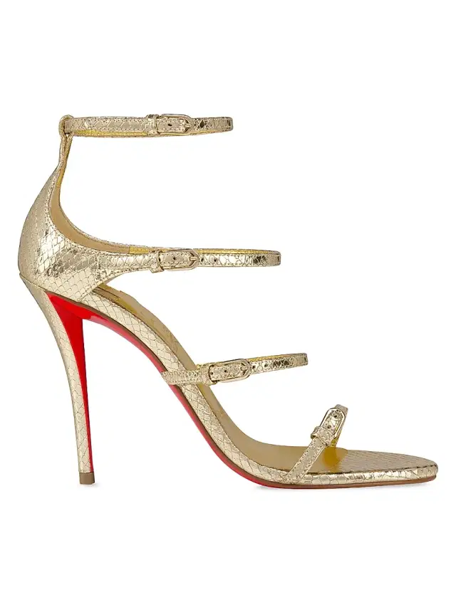 Women's Millenium Leather 100MM Strappy Sandals - Antic Gold