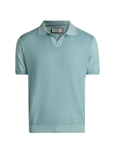 Canali Men's Micro-Stitch Wool & Silk Polo Shirt | Thumbnail 1 Canali Men's Micro-Stitch Wool & Silk Polo Shirt | Thumbnail 1
