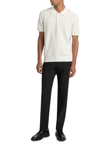 Canali Men's Piqué-Stitch Cotton Polo Shirt - White - Size 40 | Thumbnail 2 Canali Men's Piqué-Stitch Cotton Polo Shirt - White - Size 40 | Thumbnail 2