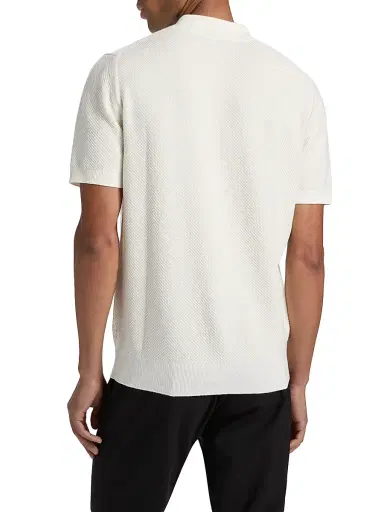 Canali Men's Piqué-Stitch Cotton Polo Shirt - White - Size 40 | Thumbnail 5 Canali Men's Piqué-Stitch Cotton Polo Shirt - White - Size 40 | Thumbnail 5