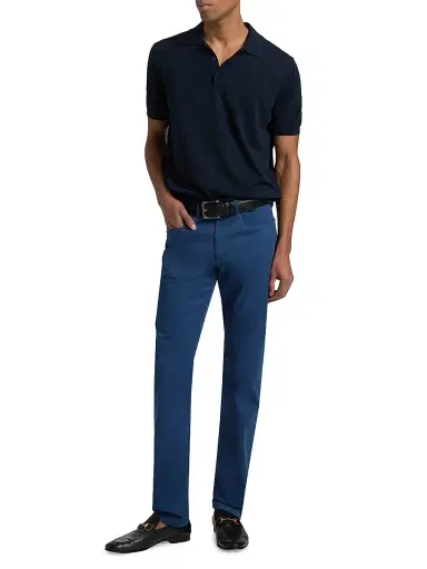 Canali Men's Knit Cotton Polo Shirt - Navy - Size 40 | Thumbnail 2