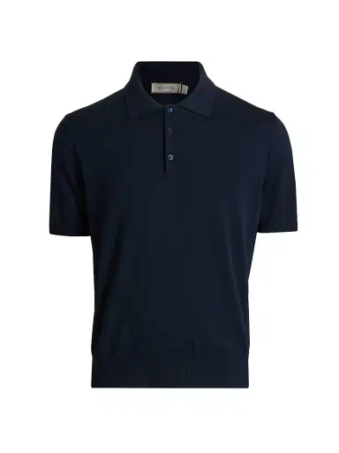 Canali Men's Knit Cotton Polo Shirt - Navy - Size 40 | Thumbnail 1