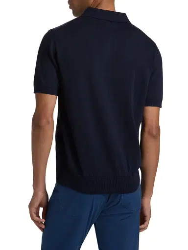 Canali Men's Vertical-Stitch Cotton-Blend Polo Shirt - Navy - Size 48 | Thumbnail 5