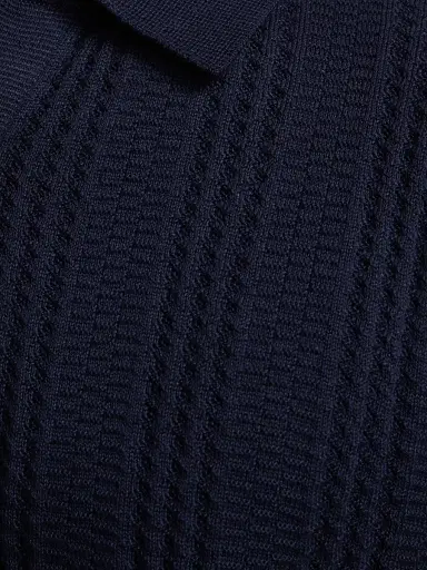 Canali Men's Vertical-Stitch Cotton-Blend Polo Shirt - Navy - Size 48 | Thumbnail 7