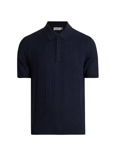 Canali Men's Vertical-Stitch Cotton-Blend Polo Shirt - Navy - Size 48 | Thumbnail 1
