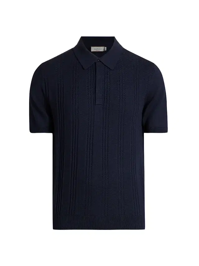 Men's Vertical-Stitch Cotton-Blend Polo Shirt - Navy