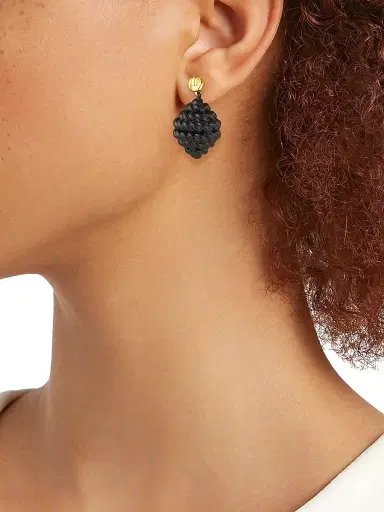 Toteme Women's Rope 24K-Gold-Plated Drop Earrings - Black Gold | Thumbnail 2 Toteme Women's Rope 24K-Gold-Plated Drop Earrings - Black Gold | Thumbnail 2
