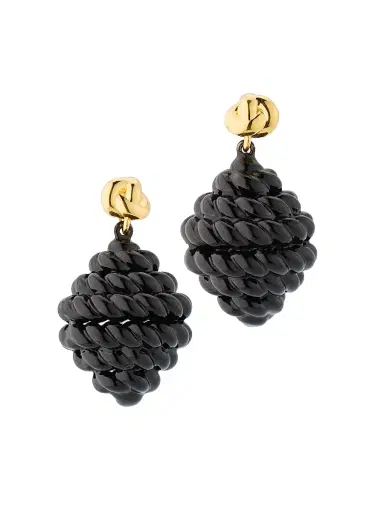 Toteme Women's Rope 24K-Gold-Plated Drop Earrings - Black Gold | Thumbnail 1 Toteme Women's Rope 24K-Gold-Plated Drop Earrings - Black Gold | Thumbnail 1