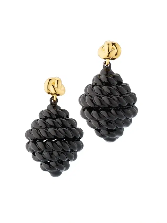 Women's Rope 24K-Gold-Plated Drop Earrings - Black Gold Women's Rope 24K-Gold-Plated Drop Earrings - Black Gold