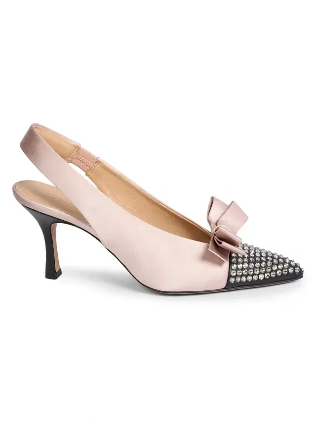Chloé Women's Alba 75MM Embellished Satin & Leather Slingback Pumps - Light Beige