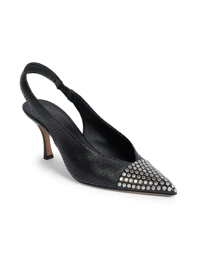 Chloé Women's Alba Studded Leather Slingback Pumps - Black