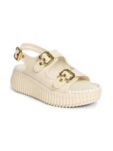 Chloé Women's Nama 50MM Suede Flatform Sandals - Eggshell | Thumbnail 2
