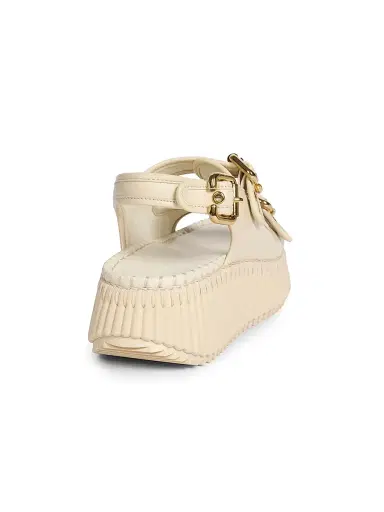 Chloé Women's Nama 50MM Suede Flatform Sandals - Eggshell | Thumbnail 3