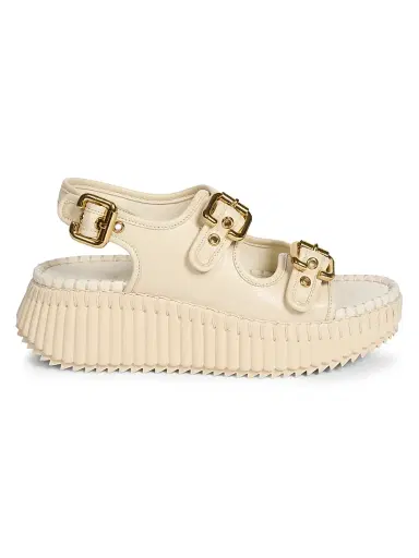Chloé Women's Nama 50MM Suede Flatform Sandals - Eggshell | Thumbnail 1