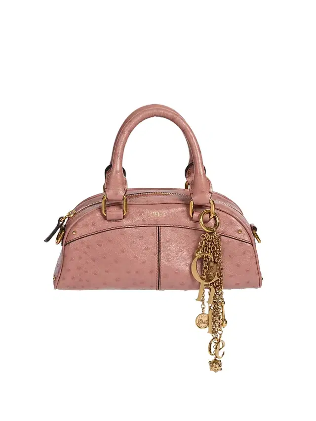 Women's  Leather Bowling Bag - Nougat