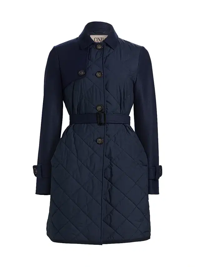 Cinzia Rocca Women's Quilted Belted Trench Coat - Navy