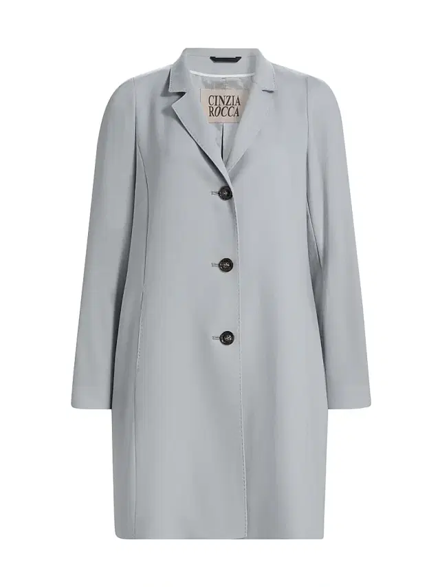 Cinzia Rocca Women's Lighweight Wool Three-Button Coat - Sky Blue