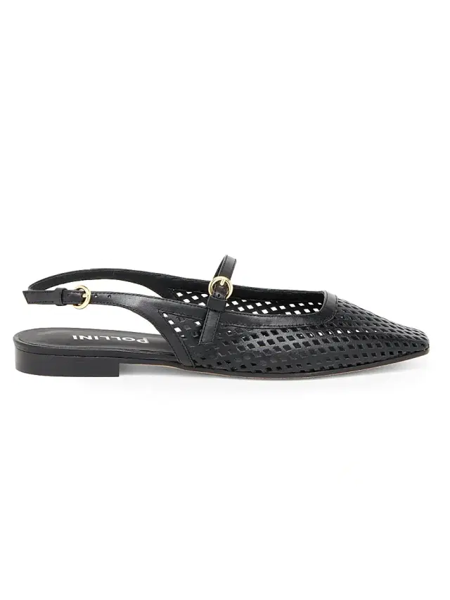 Pollini Women's Nina Leather Slingback Ballet Flats - Black