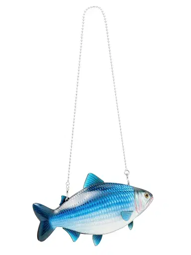 MOSCHINO Women's Printed Fish Shoulder Bag - Blue White | Thumbnail 6