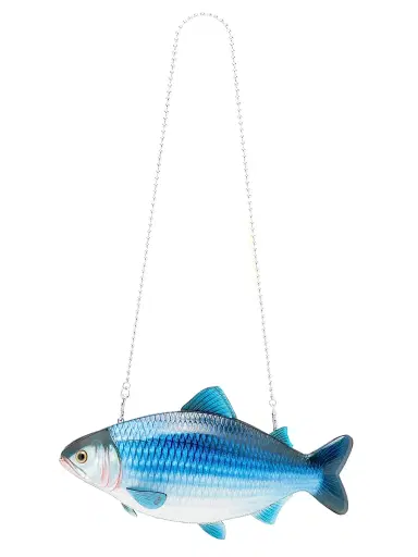 MOSCHINO Women's Printed Fish Shoulder Bag - Blue White | Thumbnail 1