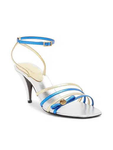 Versace Women's 80MM Leather Sandals - Silver Palladium - Size 6.5 | Thumbnail 2