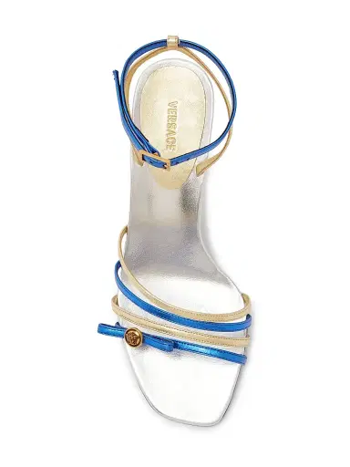 Versace Women's 80MM Leather Sandals - Silver Palladium - Size 6.5 | Thumbnail 4