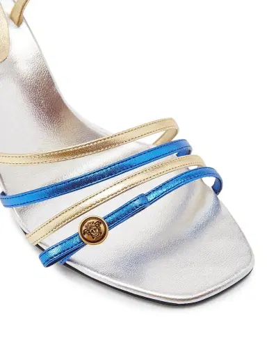 Versace Women's 80MM Leather Sandals - Silver Palladium - Size 6.5 | Thumbnail 6