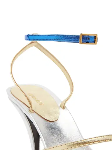 Versace Women's 80MM Leather Sandals - Silver Palladium - Size 6.5 | Thumbnail 7