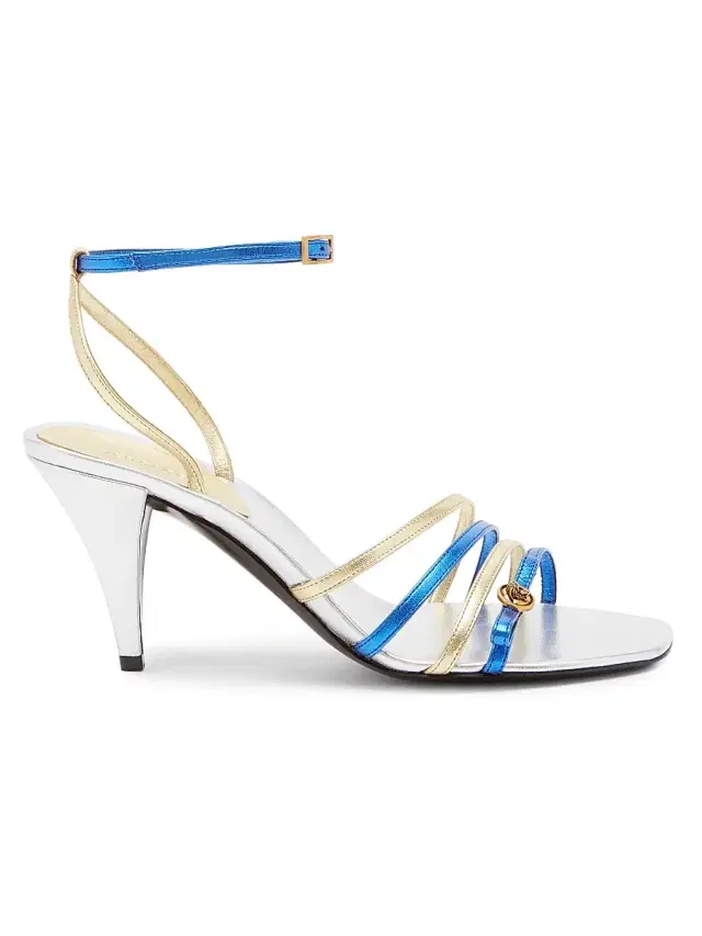 Versace Women's 80MM Leather Sandals - Silver Palladium
