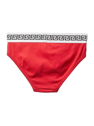 Versace Men's La Greca Medusa Stretch-Cotton Brief - Bright Red White Black - Size XL | Thumbnail 2