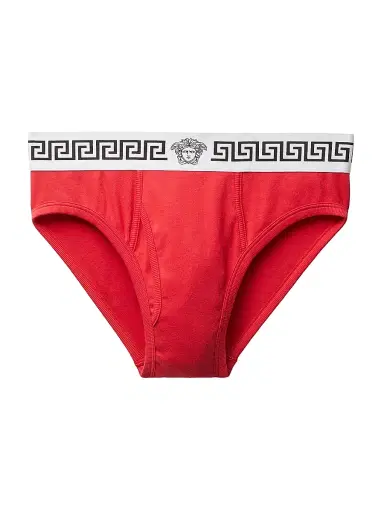 Versace Men's La Greca Medusa Stretch-Cotton Brief - Bright Red White Black - Size XL | Thumbnail 1