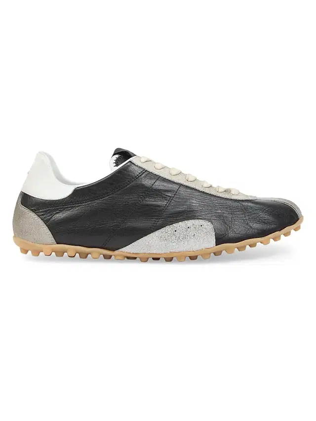 Maison Margiela Men's Sprinter Leather Low-Top Sneakers - Black White
