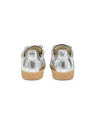 Maison Margiela Men's Replica Metallic Cracked Leather Low-Top Sneakers - Silver - Size 13 | Thumbnail 3